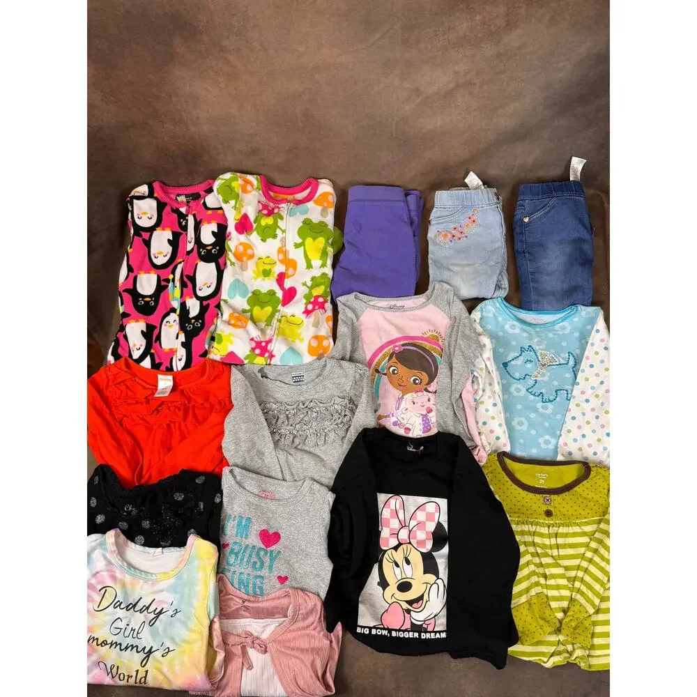 Girls 2T Fall Winter Clothing Lot Carter's Disney Minnie Pajamas #991